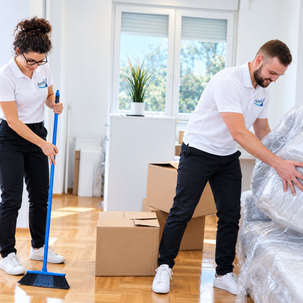 Professional cleaner providing move-in cleaning service